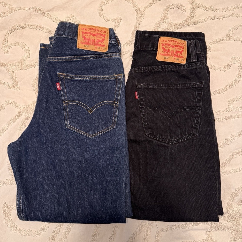 Levi's Jeans 550 Men's 32x29 Relaxed Fit Lot of 2 Denim Pants Red Tab